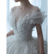 Sexy Wedding Dress Off The Shoulder V-neck Pearls