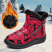 Round Toe Warm Lining Waterproof Cloth Zipper Ankle Snow Boots For Girls