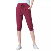 Elastic Pocket Pants Loose Calf Length Sweatpants