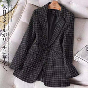 Elegant Office Plaid Blazer Women Fashion Jacket