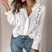 Elegant Shirts Lace Blouse Shirts Women Long Sleeve