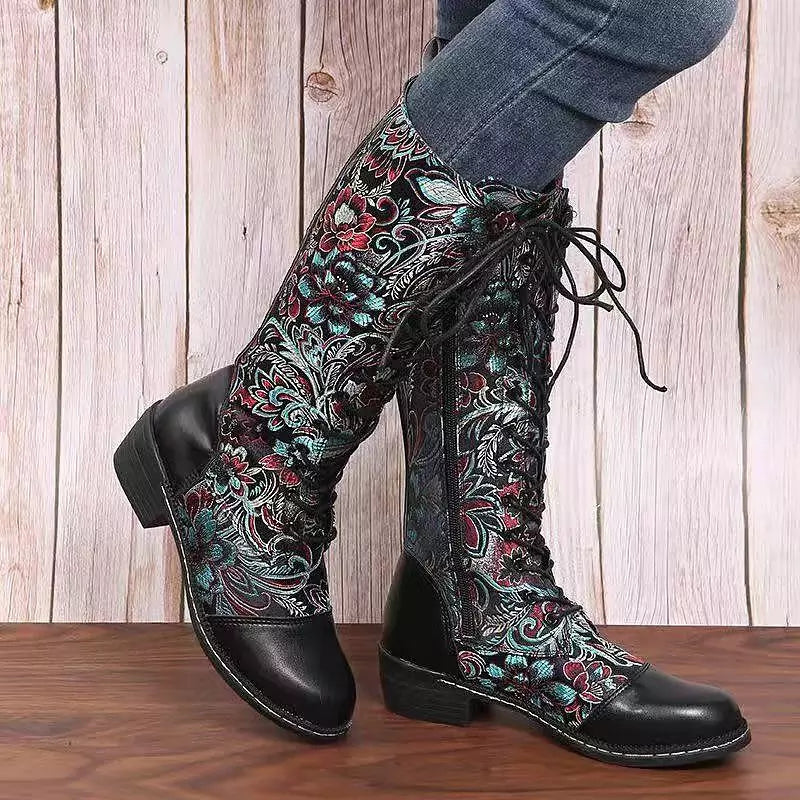 Heeled Knee-high Boots Women Retro Winter Boots Female Dress Designer Knight Long Boots Women