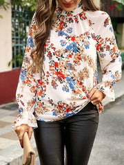 Fashion O Neck Long Sleeve Ladies Casual Shirt