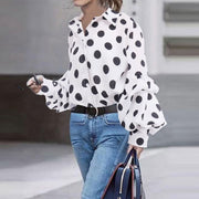 Fashion Polka Dot Lantern Long Sleeve Shirt