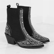Classic Fashion Rivets Elastic Ankle Boots