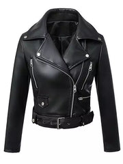 Faux Leather Jackets Zipper Basic Coat