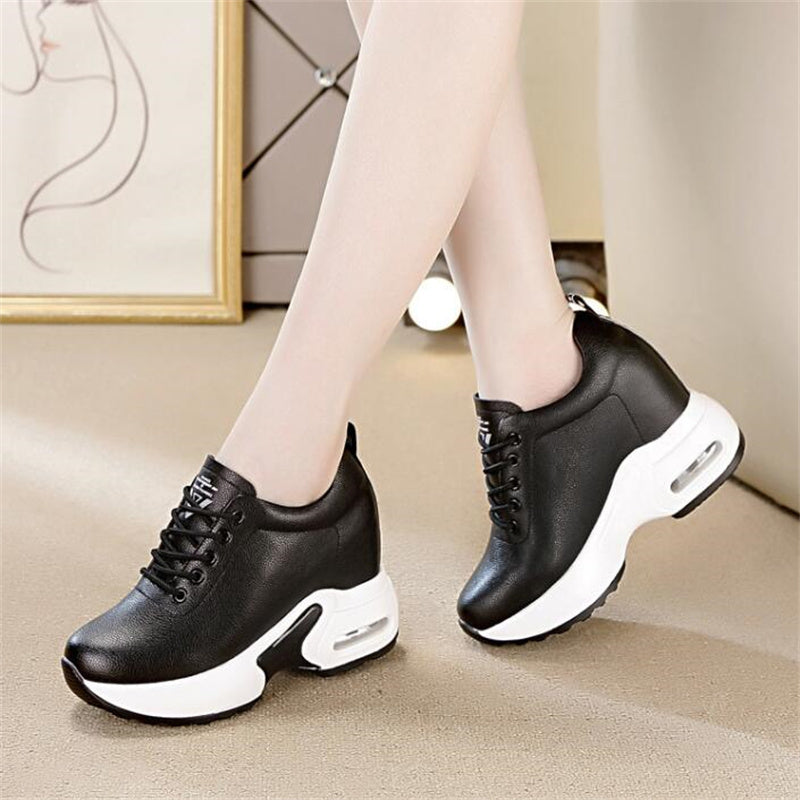 Genuine Leather Platform Wedge 10CM Sneakers Chunky Shoes main image 0