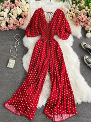 High Waist Jumpsuit Female Loose Wide Leg Playsuits