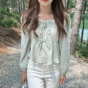 Linen Cotton Shirt Tops Casual Girls White Blouse