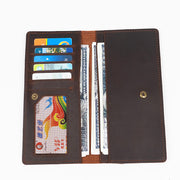Long Wallet For Men Vintage Crazy Horse Leather