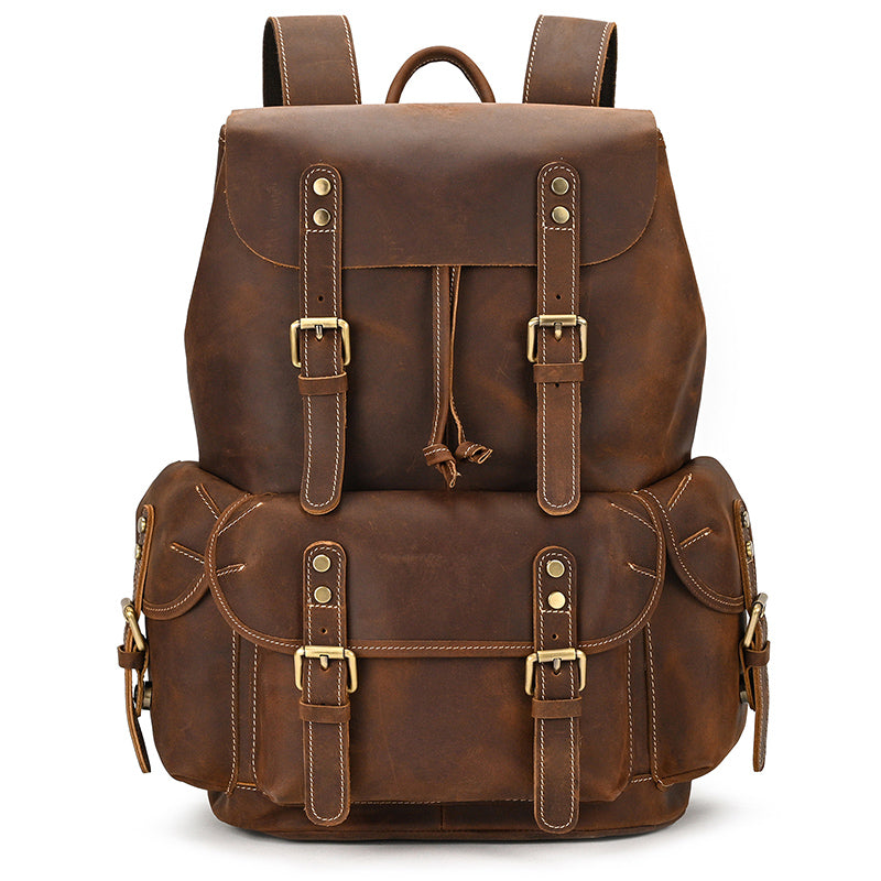 Men Backpack Crazy Horse Cow Leather Travel Bag – Come4Buy eShop
