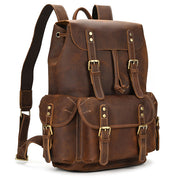 Men Backpack Crazy Horse Cow Leather Travel Bag