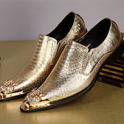 Men Classic Dress Loafers Outdoor Slip On Golden Silver Shoes