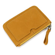 Mini Short Genuine Leather Zipper Coin Wallet