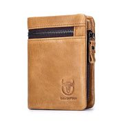 Retro Genuine Leather Zipper Hasp RFID Wallet