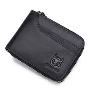 Retro Leather Zipper Hasp RFID Men Wallet