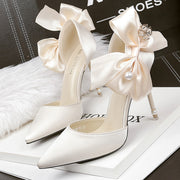 Sexy Pearl Women Pumps Bow-knot Wedding Shoes