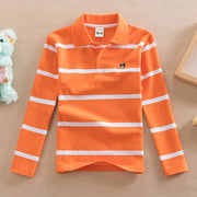 Long Sleeve Polo Shirts Boys Kids Stripes Tops