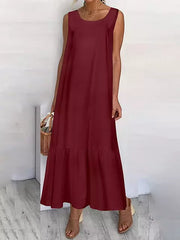 Summer Fashion Sundress Solid Elegant Party Dress Casual Maxi Dress