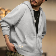 Vintage Gray Waffle Hoodies for Men Hooded Sweatshirts