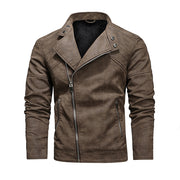Warm Diagonal Zipper Motorcycle Coats Faux Jackets