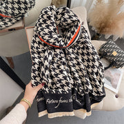 Winter Warm Women Scarf Houndstooth Print Pashmina Blanket
