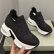 Women Increasing Sneakers With Rhinestone Wedges