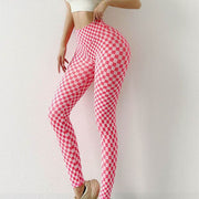 Women Leggings For Fitness Push Up Plaid Pattern High Waist