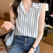 Women Shirt Striped  Vest Women Tops Chiffon Blouse