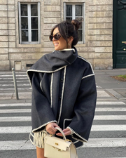 Woolen Jacket Tassel Scarf Single Breasted Pocket Coats