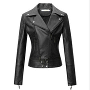Women Soft Motorcycle Biker Zippers Coat Tops