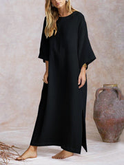 Loose Batwing Long Shirt Split Hem Jumpers Kaftan Women Maxi Dress