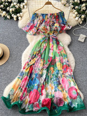 Summer Off Shoulder Gorgeous Flower Holiday Dress