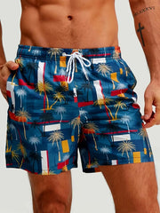 3D Print Retro Flower Pattern Beach Shorts