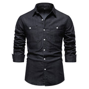 Casual Social Design Double Pockets Slim Jeans Shirts