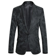 Men Jacquard Suit Jacket Slim Fit Dress Coat