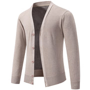 Classic V-neck Solid Color Cardigan Men Sweater