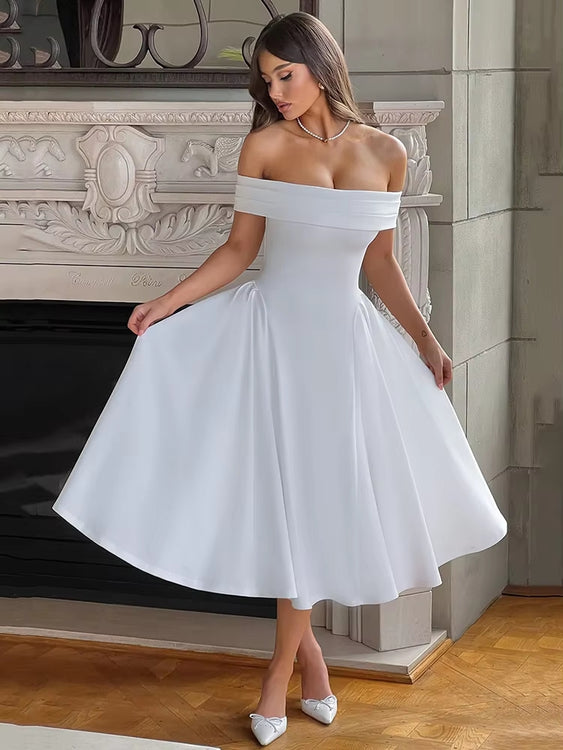 Off-shoulder Backless Sexy Midi Dress