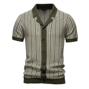 Men Striped Breathable Polo Shirt