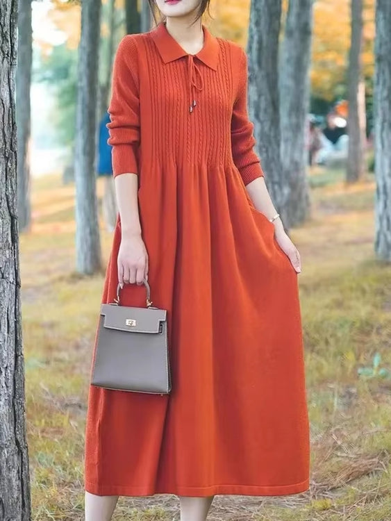 Women's Long Polo Neck Loose Over Knee Dress