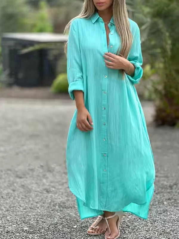 Spring Cotton Linen Solid Pocket Oversize Shirt Dresses Come4Buy eShop Spring Cotton Linen Solid Pocket Oversize Shirt Dresses Come4Buy eShop