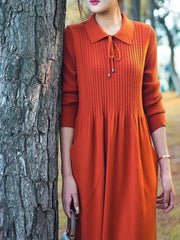 Women's Long Polo Neck Loose Over Knee Dress