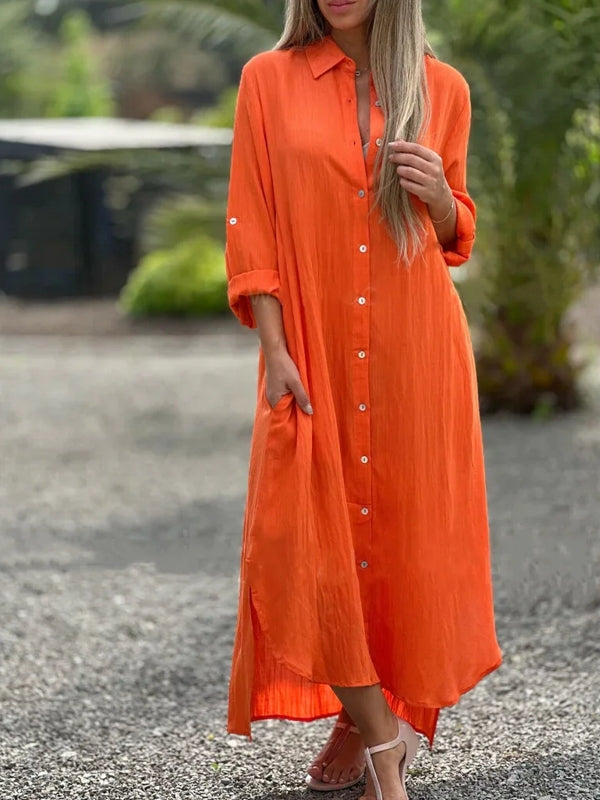 Spring Cotton Linen Solid Pocket Oversize Shirt Dresses Come4Buy eShop Spring Cotton Linen Solid Pocket Oversize Shirt Dresses Come4Buy eShop