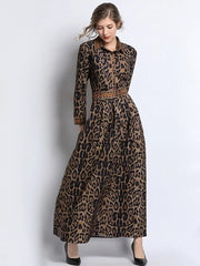 Leopard Print Brown Long Dress