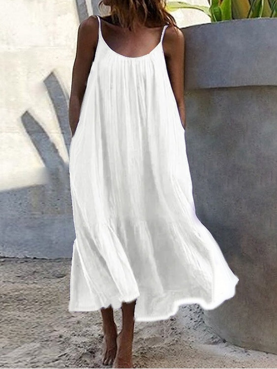 Geheel witte jurk voor dames met grote maten Zwarte lange jurk