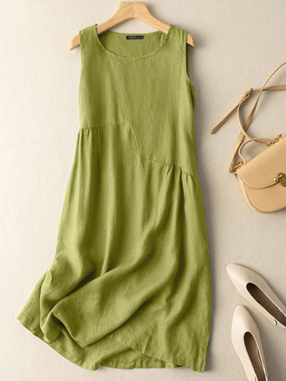 Summer Daily Casual Sleeveless Solid Dresses