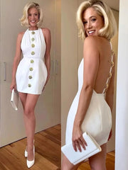 Mini vestitu d'estate Vestitu di festa slim solidu