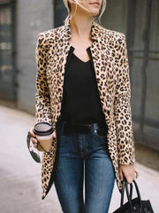 Pallto me print leopard për femra Pallto seksi dimërore me erë të ngrohtë