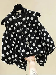 Black Polka Dot Vintage O-Neck Top