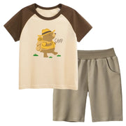 Short Sleeve Cartoon Bear T-Shirt With Short